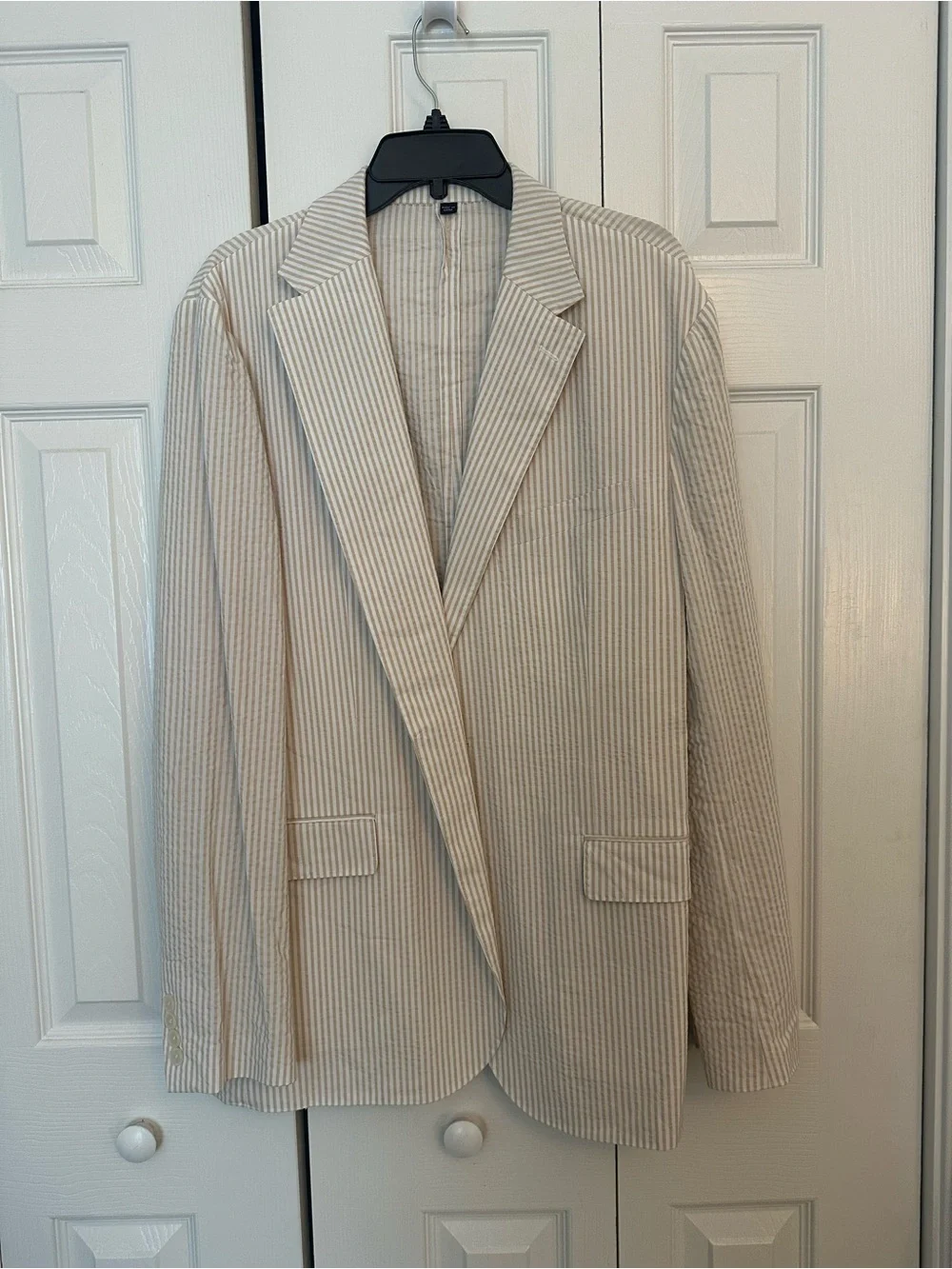 J. Crew Beige Cream Seersucker Striped Blazer